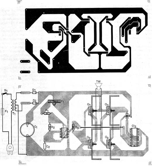 Placa de circuito impresso da versão com saída em pontos.