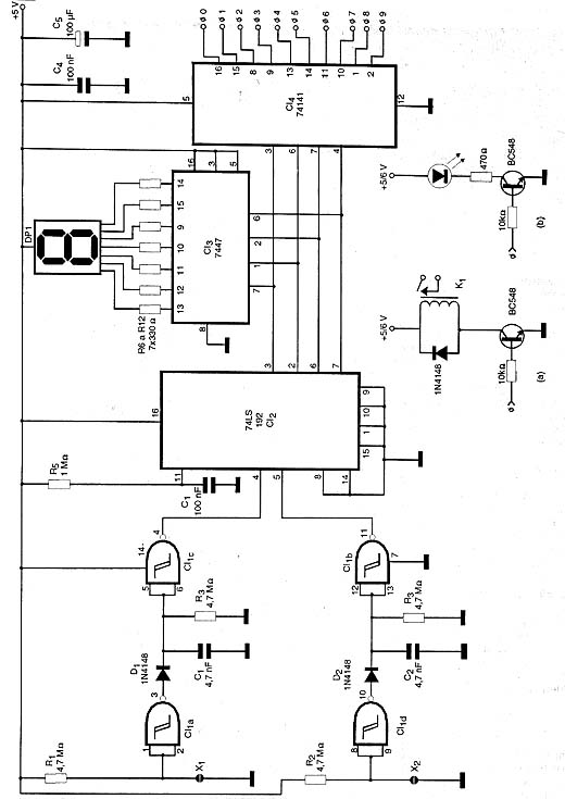 Diagrama completo do seletor digital TTL.