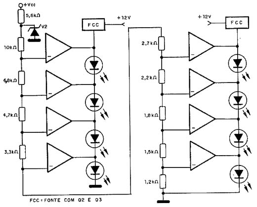 Circuito para 8 LEDs.    