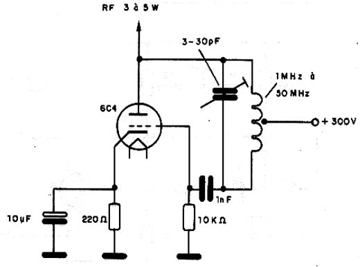Oscilador de RF de potência com válvula. Oscilador de RF de potência com válvula.