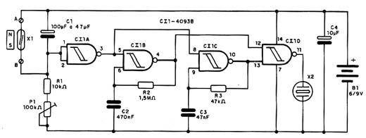 Diagrama completo do alarme de porta Diagrama completo do alarme de porta
