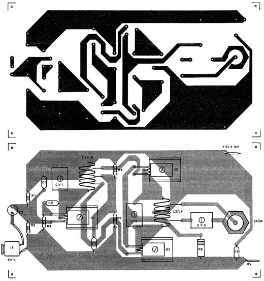 Placa de circuito impresso do transmissor. 