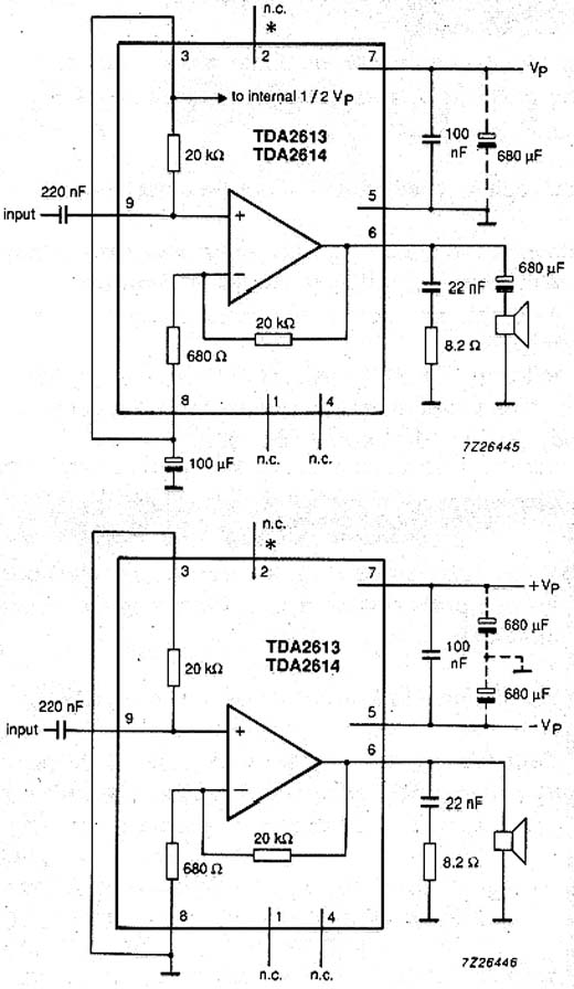 Circuitos utilizando o TDA2613 e TDA2614. 