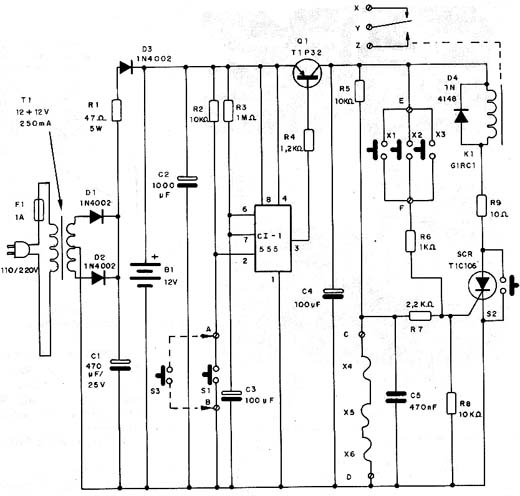 Diagrama completo do alarme. Diagrama completo do alarme.