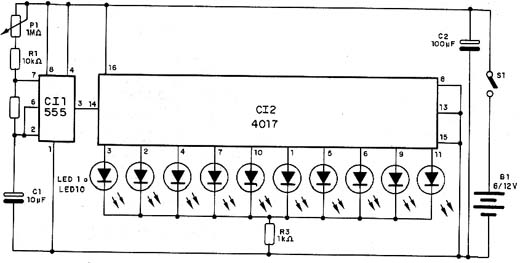 Diagrama do seqüencial de LED's 