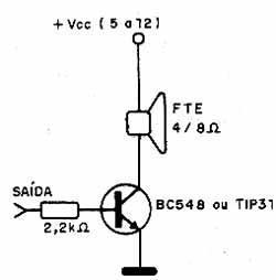 Etapa de saída para excitar um alto-falante. Etapa de saída para excitar um alto-falante.