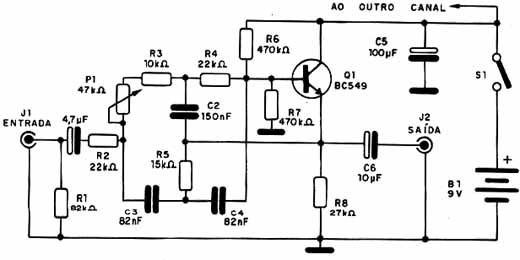Diagrama de um canal do filtro de 60 Hz. Diagrama de um canal do filtro de 60 Hz.
