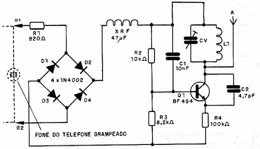 Diagrama do transmissor telefônico. 