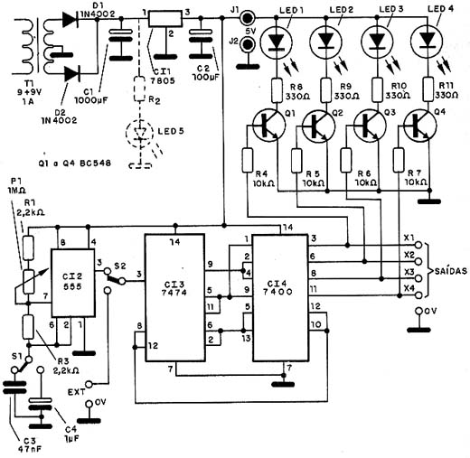 Diagrama completo do seqüencial TTL. Diagrama completo do seqüencial TTL.