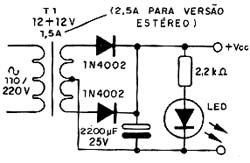 Fonte para os dois amplificadores. Fonte para os dois amplificadores.