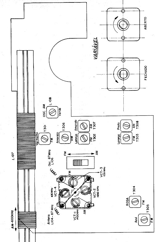 Placa (lado dos componentes) do receptor 5140 da Sanyo 