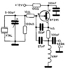 Oscilador de 4 a 20 MHz com J-FET. Oscilador de 4 a 20 MHz com J-FET.