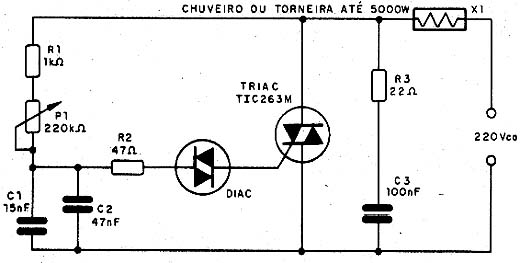 Diagrama completo do chuveiro eletrônico. 