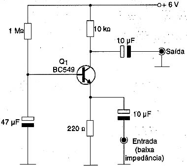 Um pré-amplificador com entrada de baixa impedância (4 a 100 ohms). Um pré-amplificador com entrada de baixa impedância (4 a 100 ohms).
