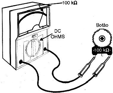 Em qualquer posição do cursor medimos o valor nominal (100 kohms) num trimpot, entre os terminais extremos. 