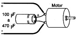 Capacitor para eliminar ruídos gerados pelo motor. 