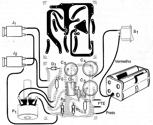 Disposição dos componentes na placa de circuito impresso. 