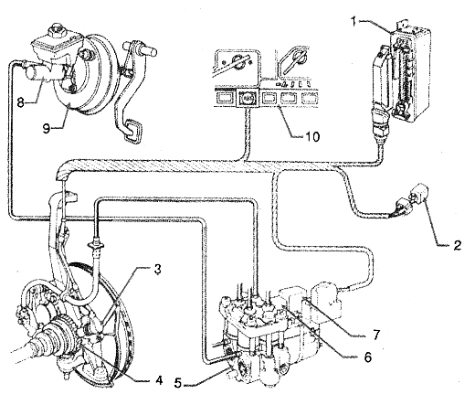 Desenho dimensional do sistema de freio ABS. 