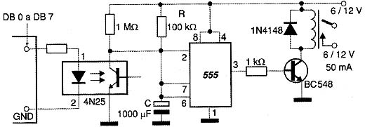 Utilizando o 555 e ativando um relé. Utilizando o 555 e ativando um relé.