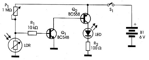 Diagrama elétrico da micro luz de emergência. 