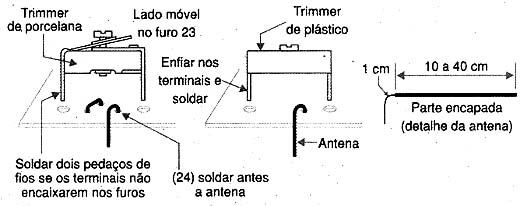 Soldando o trimmer. Soldando o trimmer.