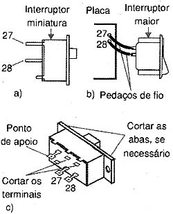 Soldando o interruptor. Soldando o interruptor.