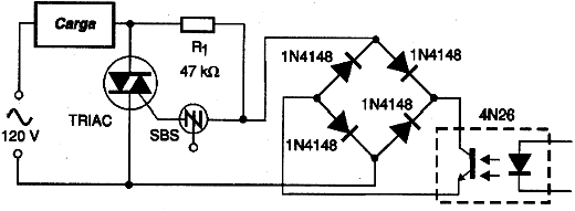 TRIAC e um SBS para o disparo. TRIAC e um SBS para o disparo.