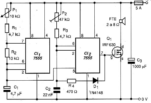 Diagrama completo da sirene modulada. 