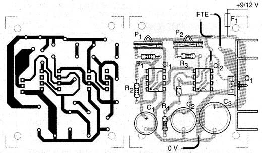 Placa de circuito impresso da sirene modulada. Placa de circuito impresso da sirene modulada.