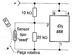 Um pequeno ímã preso ao rotor do motor, aciona um reed. Um pequeno ímã preso ao rotor do motor, aciona um reed.