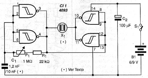 Circuito gerador de sons e/ou ultrassons. 