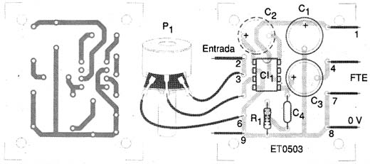 Sugestão de placa de circuito impresso. 