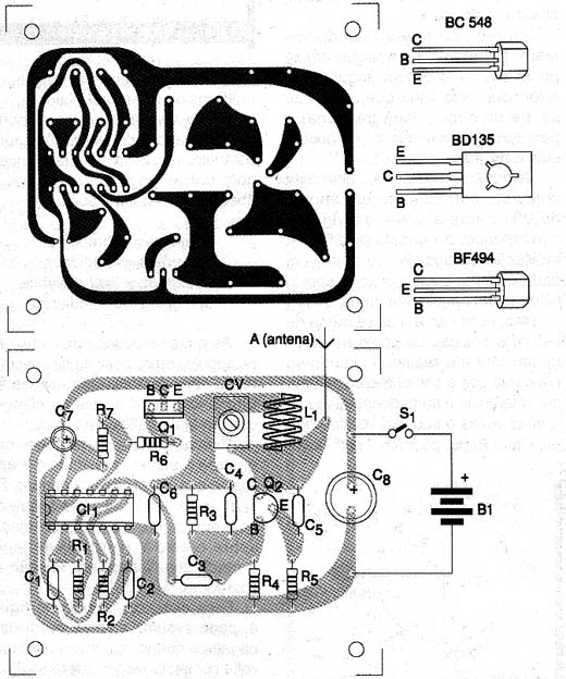 Disposição dos componentes da placa de circuito impresso. 