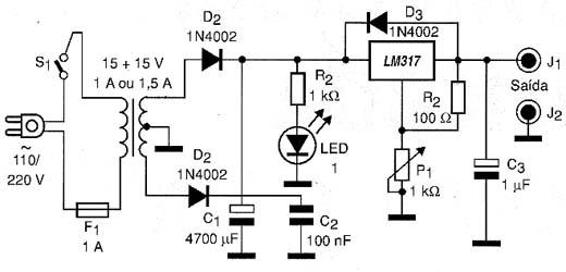 Circuito completo da fonte de alimentação. 