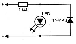 Indicador de tensão simples usando LED. Serve para tensões entre 2 e 12 V. Indicador de tensão simples usando LED. Serve para tensões entre 2 e 12 V.