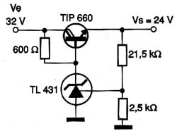 Nesta configuração o TL431 é utilizado com referência. 