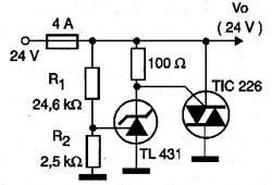 Acima de 27 V o TL431 dispara o TRIAC 