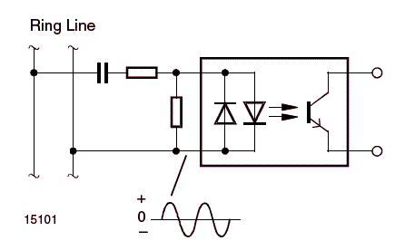 Circuito detector com acoplador óptico direcional para linhas de corrente alternada ou de sinais. 