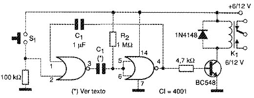 Temporizador usando duas portas do CI 4001. 