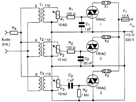 Diagrama elétrico do sistema de luzes rítmicas. Diagrama elétrico do sistema de luzes rítmicas.