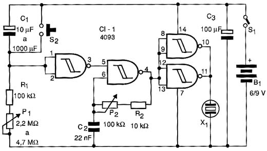 Esquema elétrico do Timer de Som Contínuo. Esquema elétrico do Timer de Som Contínuo.