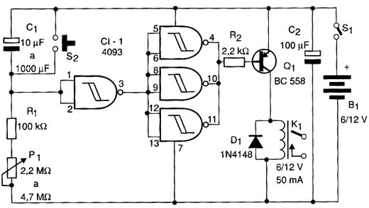 Circuito do Timer Elétrico com relé. 