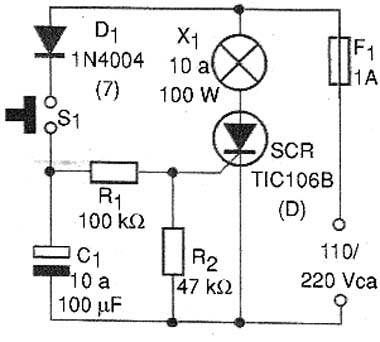 Diagrama elétrico da luz temporizada. 