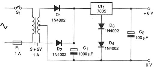 Diagrama da fonte de 6 V x 1 ª 