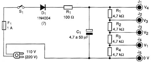 Diagrama elétrico da fonte de alta tensão. 