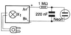 Esquema de pisca-pisca com lâmpada néon. 