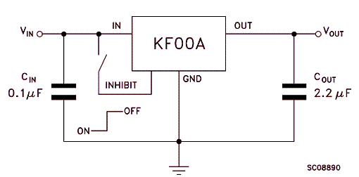 Circuito típico com o KF00A. Circuito típico com o KF00A.