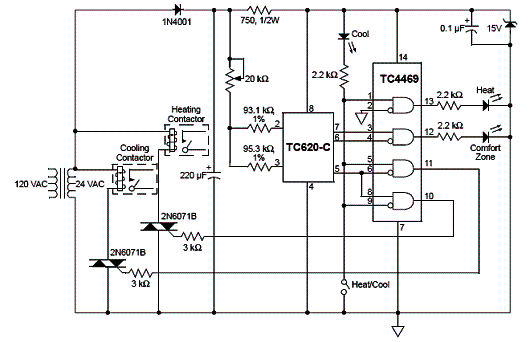 Figura 3 - Termostato para circuito de 24 VAC com as mesmas características do circuito anterior.  