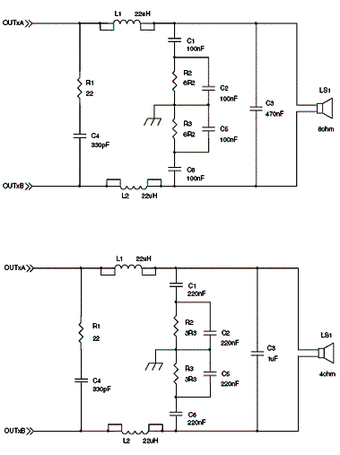 Figura 2 - Filtros de saída para os alto-falantes. 