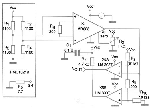 Circuito com amplificador de instrumentação e comparador de janela Circuito com amplificador de instrumentação e comparador de janela